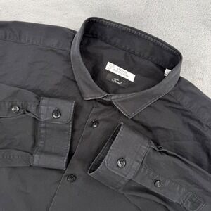 Versace Collection Trend Mens Black Long Sleeve Button Down Shirt Size 44